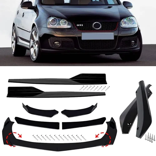 VW Golf GTI MK5 MK6 MK7 Car Front Bumper Lip Splitter Spoiler + Side Skirts
