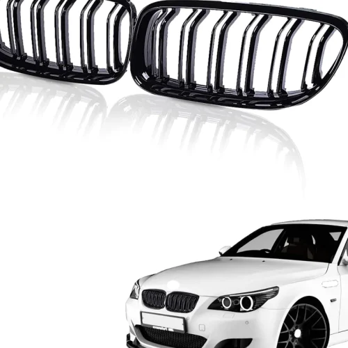 E60 gloss black dual slat style kidney grills