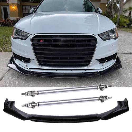 Audi A3 A4 A5 B8 S4 S5 Front Bumper Lip Spoiler Splitter + Strut Rods