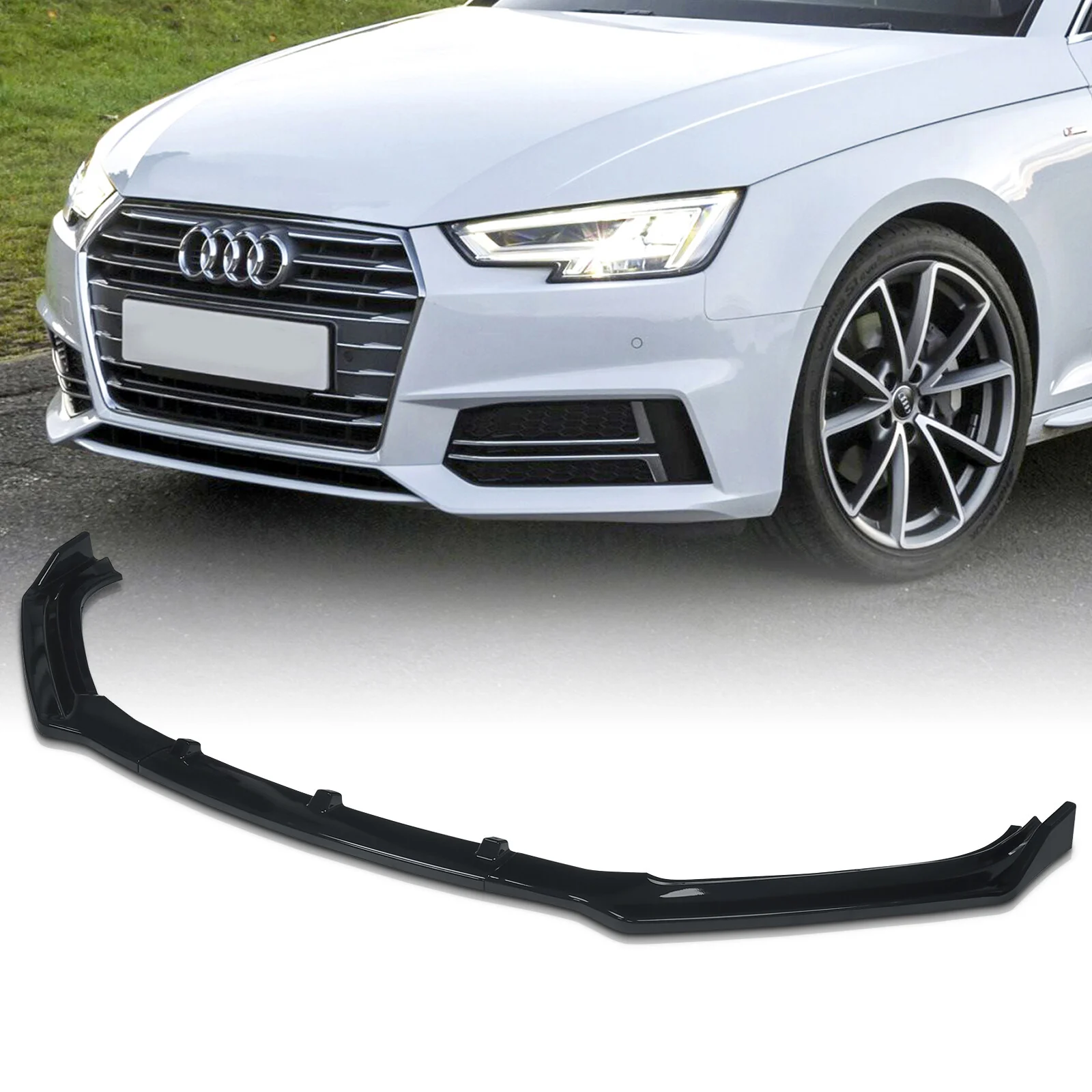 Audi A4/S4 B9 Gloss Black 3-Piece Front Lip Spoiler AUDI Audi A4 B9 Audi A4/S4 B9 Gloss Black 3-Piece Front Lip Spoiler