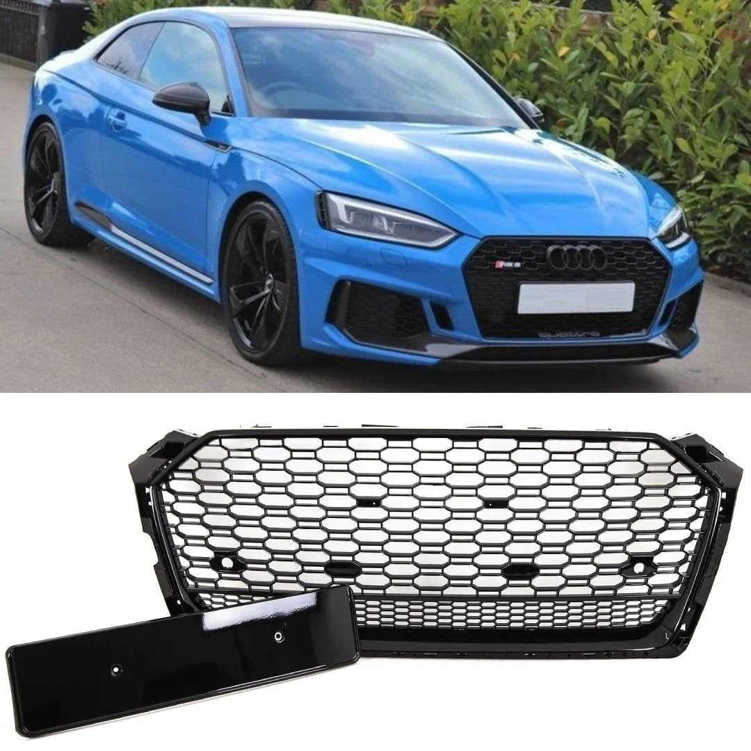 Audi A5 S5 Front Main Grille Gloss Black Honeycomb RS5 Quattro Style Badgeless 2016-2020 AUDI Audi A5 S5 Front Main Grille Gloss Black Honeycomb RS5 Quattro Style Badgeless 2016-2020