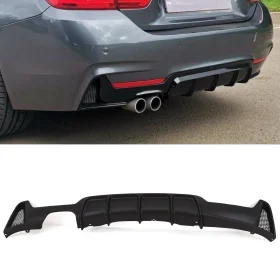bm5209 bmw 4 series f32 f33 f36 m performance rear diffuser valance twin mat black 29158796623935