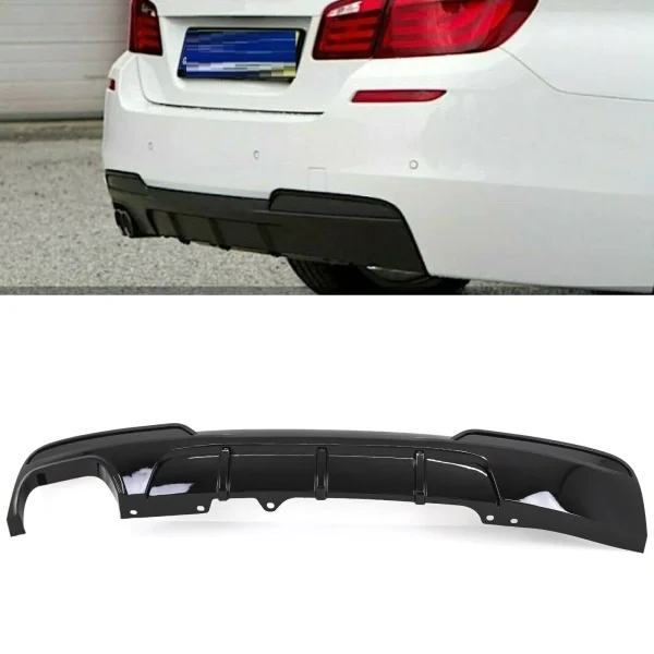 BMW 5-Series F10 F11 MP Style Gloss Black Rear Diffuser Twin Exit – Evo ...