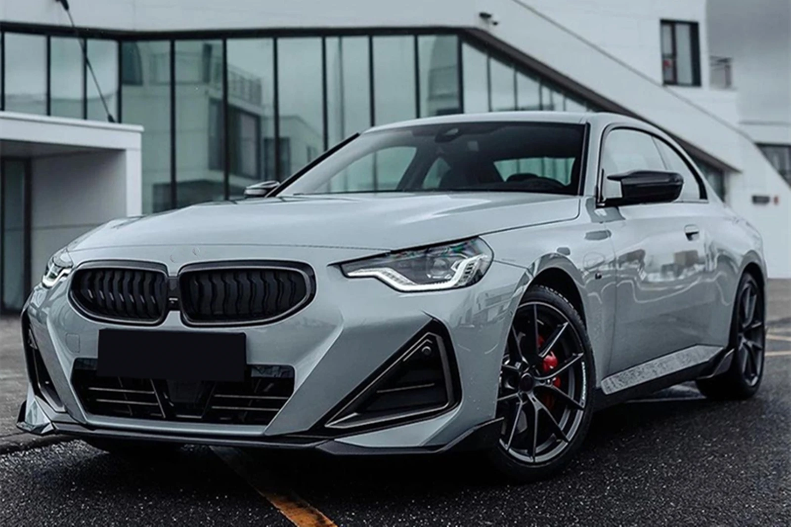 BMW 2 Series G42 Coupe Gloss Black Car Front Splitter Lip+Rear Trunk Spoiler Wing+Side Skirt Cover BMW Bmw 2 Series BMW 2 Series G42 Coupe Gloss Black Car Front Splitter Lip+Rear Trunk Spoiler Wing+Side Skirt Cover - Image 4