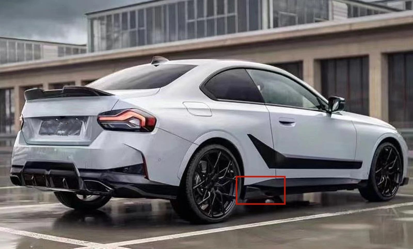 BMW 2 Series G42 Coupe Gloss Black Car Front Splitter Lip+Rear Trunk Spoiler Wing+Side Skirt Cover BMW Bmw 2 Series BMW 2 Series G42 Coupe Gloss Black Car Front Splitter Lip+Rear Trunk Spoiler Wing+Side Skirt Cover - Image 3