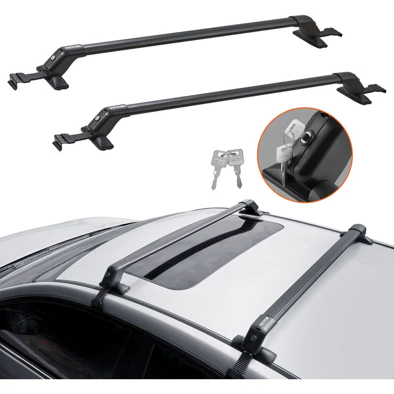 Universal Roof Rack Crossbar for Naked Roof Vehicle Aluminum with Lock UNIVERSAL Universal Roof Rack Crossbar for Naked Roof Vehicle Aluminum with Lock - Image 2